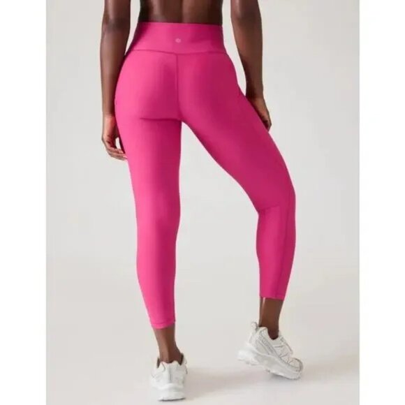 Athleta Interval Stash High Rise 7/8 Pink Leggings Pockets, Size S - Picture 2 of 14
